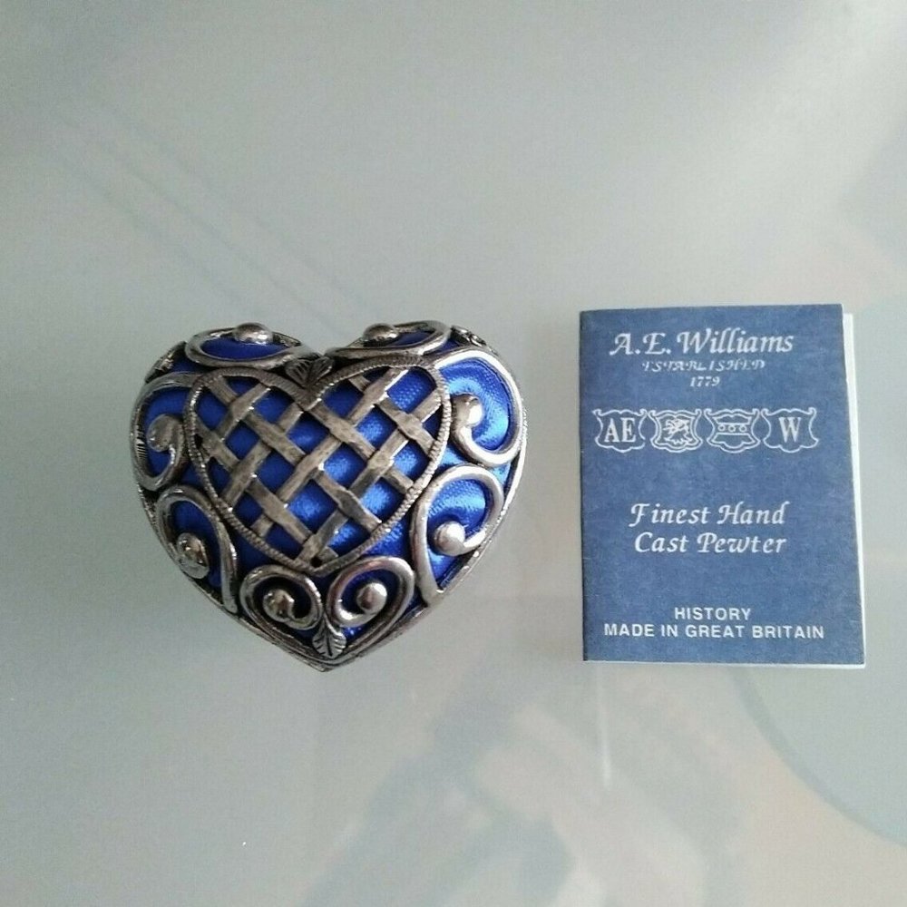 A E Williams Pewter HEART PinCushion Made England